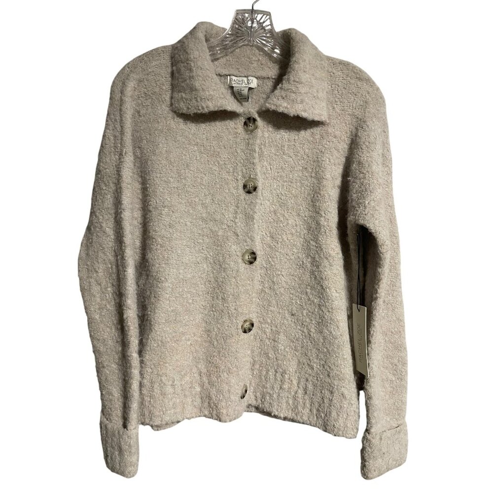Rachel Zoe Womens Button Up Knit Sweater Size XS Beige Polyester Blend